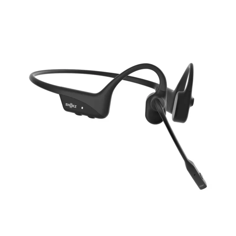 SHOKZ OpenComm2 2025 Upgrade Kabelloses Bluetooth-Knochenleitungs-Headset für Videokonferenzen mit USB-C-Ladeanschluss | 16 Std. Sprechzeit, 29 m Reichweite, 1 Std. Ladezeit | Mit geräuschunterdrückendem Bügelmikrofon, Schwarz