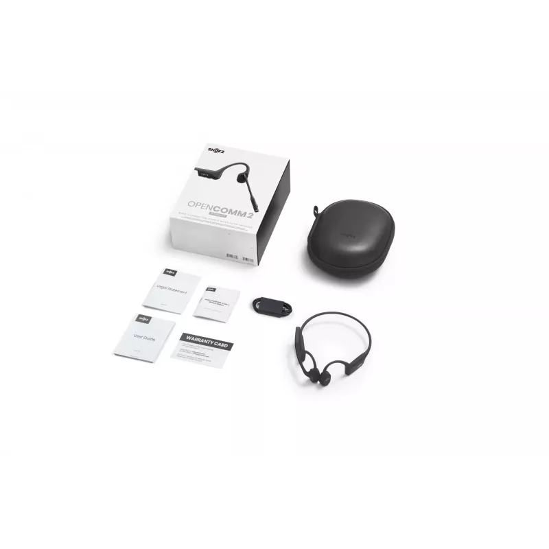 SHOKZ OpenComm2 2025 Upgrade Kabelloses Bluetooth-Knochenleitungs-Headset für Videokonferenzen mit USB-C-Ladeanschluss | 16 Std. Sprechzeit, 29 m Reichweite, 1 Std. Ladezeit | Mit geräuschunterdrückendem Bügelmikrofon, Schwarz