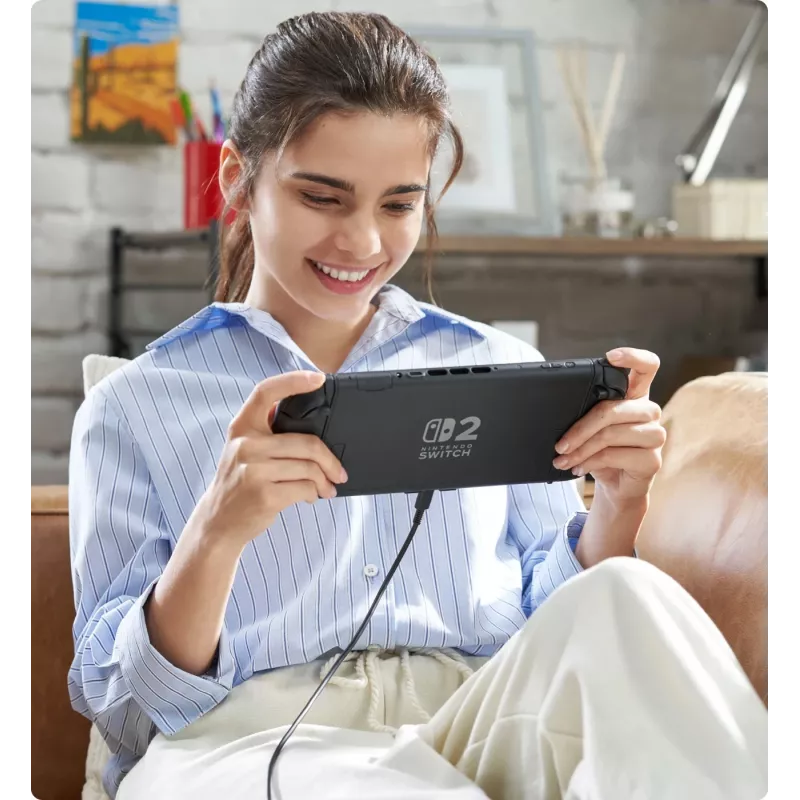 Gaming-Konsole NINTENDO Switch 2 Schwarz — 7,9 Zoll LCD 1920×1080, 120 Hz, 256 GB, 5220 mAh Batterie, Wi‑Fi 6, Bluetooth, HDR10