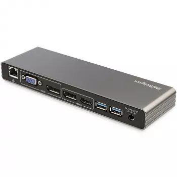 StarTech.com Thunderbolt 3 Dock – Dual-4K-60-Hz-Monitor-TB3-Laptop-Dockingstation mit DisplayPort, HDMI und 1080p VGA – 85 W Power Delivery & Ladeleistung – 2x USB-A, Ethernet – Mac & Windows
