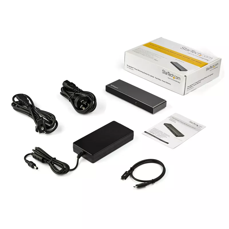 StarTech.com Thunderbolt 3 Dock – Dual-4K-60-Hz-Monitor-TB3-Laptop-Dockingstation mit DisplayPort, HDMI und 1080p VGA – 85 W Power Delivery & Ladeleistung – 2x USB-A, Ethernet – Mac & Windows