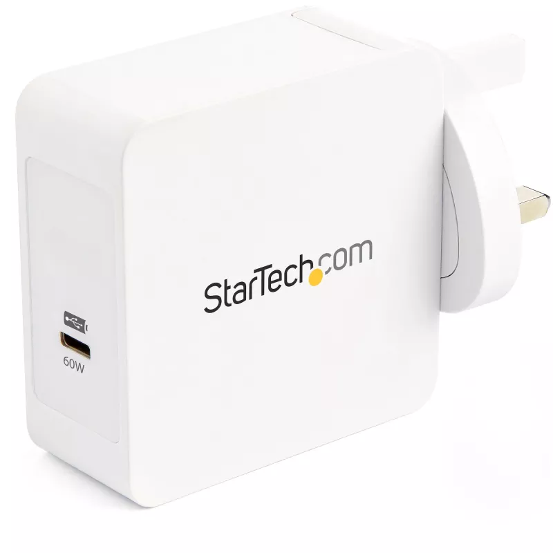 StarTech.com USB-C-Wandladegerät - USB-C-Laptop-Ladegerät 60 W PD - 6 Fuß/2 m Kabel - Universelles kompaktes Typ-C-Netzteil - Dell XPS/Lenovo X1 Carbon/HP EliteBook/MacBook - USB-IF/CE-zertifiziert