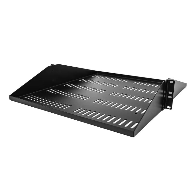 StarTech.com 2U Server-Rack-Ablage, mittig montiert, universell belüftetes Rackmount-Cantilever-Tablett für 19-Zoll-Netzwerkgeräte-Rack, robust Stahl, 91 kg Kapazität, 50,8 cm tief, Schwarz