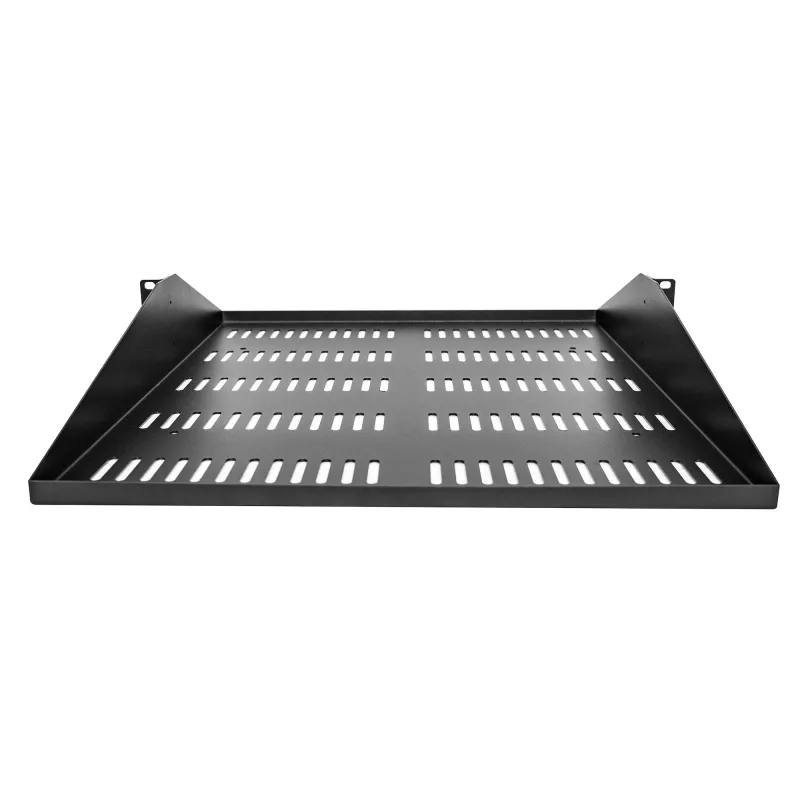 StarTech.com 2U Server-Rack-Ablage, mittig montiert, universell belüftetes Rackmount-Cantilever-Tablett für 19-Zoll-Netzwerkgeräte-Rack, robust Stahl, 91 kg Kapazität, 50,8 cm tief, Schwarz