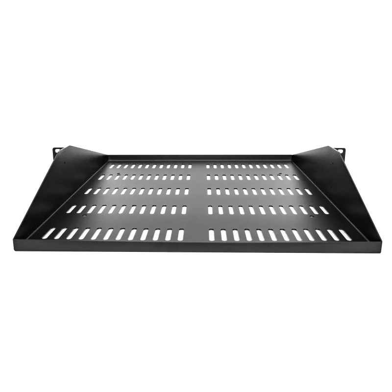 StarTech.com 2U Server-Rack-Ablage, mittig montiert, universell belüftetes Rackmount-Cantilever-Tablett für 19-Zoll-Netzwerkgeräte-Rack, robust Stahl, 91 kg Kapazität, 50,8 cm tief, Schwarz