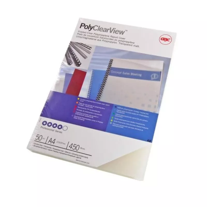 GBC Bindungsabdeckung Poly Clear View A4 350 Mikron Translusent, A4, Polyvinylchlorid (PVC), Transparent, Matt, 0,35 mm, 210 mm