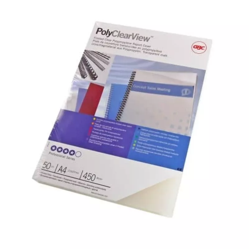 GBC Bindungsabdeckung Poly Clear View A4 350 Mikron Translusent, A4, Polyvinylchlorid (PVC), Transparent, Matt, 0,35 mm, 210 mm