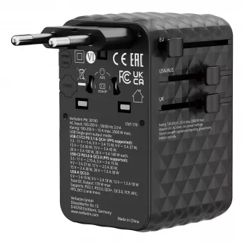 Verbatim Charge 'n' Travel 170W Universal-Reiseadapter Schwarz