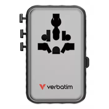 Verbatim Charge 'n' Travel 100W Universal-Reiseadapter mit einziehbarem Kabel Schwarz