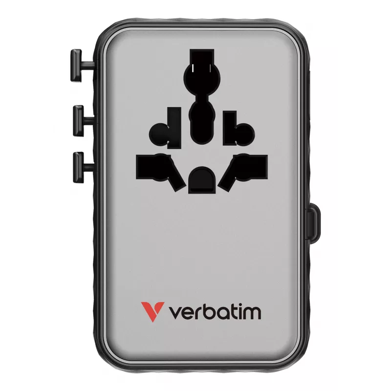 Verbatim Charge 'n' Travel 100W Universal-Reiseadapter mit einziehbarem Kabel Schwarz