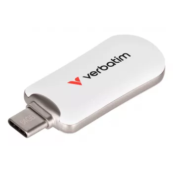 Verbatim Plectra USB-C-Flash-Laufwerk Weiß 64 GB, 64 GB, USB Typ-C, 3.2 Gen 1 (3.1 Gen 1), 100 MB/s, kappenlos, weiß