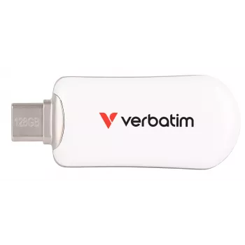 Verbatim Plectra USB-C Flash-Laufwerk Weiß 128 GB, 128 GB, USB Typ-C, 3.2 Gen 1 (3.1 Gen 1), 100 MB/s, kappenlos, Weiß