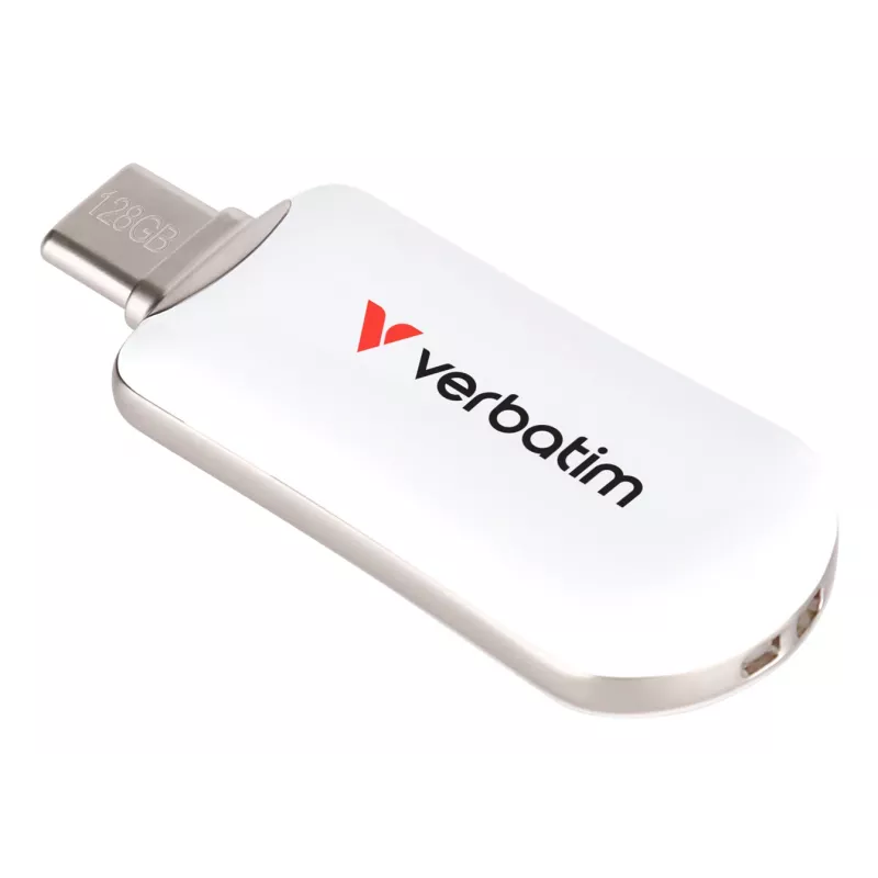Verbatim Plectra USB-C Flash-Laufwerk Weiß 128 GB, 128 GB, USB Typ-C, 3.2 Gen 1 (3.1 Gen 1), 100 MB/s, kappenlos, Weiß
