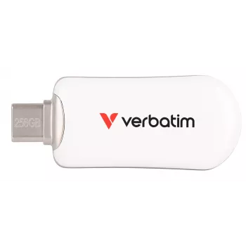 Verbatim Plectra USB-C Flash Drive Weiß 256GB, 256 GB, USB Type-C, 3.2 Gen 1 (3.1 Gen 1), 100 MB/s, Kappenlos, Weiß