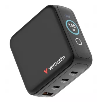 Verbatim Mini GaN Ladegerät 140W mit Display, Innenbereich, AC, 28 V, Schwarz