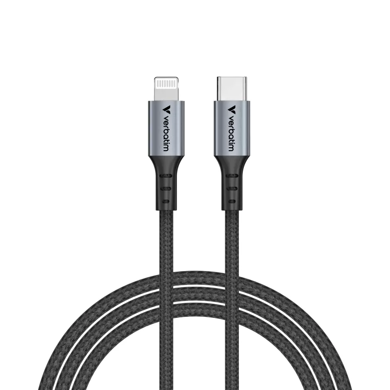Verbatim Sync & Charge Kabel USB-C auf Lightning 120 cm, 1,2 m, Lightning, USB C, Stecker, Stecker, Schwarz