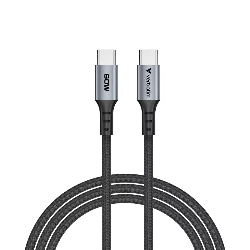 Verbatim Sync & Charge Kabel – 60W USB-C auf USB-C 120 cm, 1,2 m, USB C, USB C, USB 2.0, 0,48 Gbit/s, Schwarz