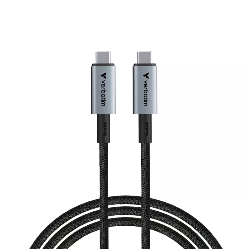 Verbatim Sync & Charge USB C auf USB C 240W 40 Gbit/s 120 cm, 1,2 m, USB C, USB C, USB4 Gen 2x2, 40 Gbit/s, Schwarz