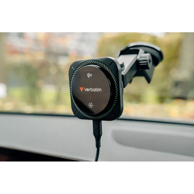 Verbatim Charge 'n' Drive Qi2 Magnetic Wireless Car Charger RGB