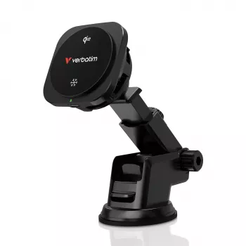 Verbatim Charge 'n' Drive Qi2 Magnetisches kabelloses Auto-Ladegerät, Auto, USB, Kabelloses Laden, 1 m, Schwarz