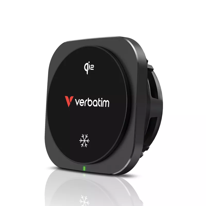 Verbatim Charge 'n' Drive Qi2 Magnetisches kabelloses Auto-Ladegerät, Auto, USB, Kabelloses Laden, 1 m, Schwarz