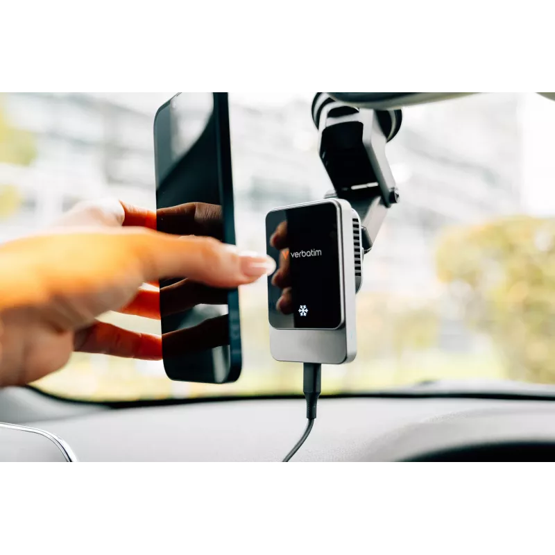 Verbatim Charge 'n' Drive Magnetisches kabelloses Autoladegerät, Auto, USB, Kabelloses Laden, 1 m, Schwarz