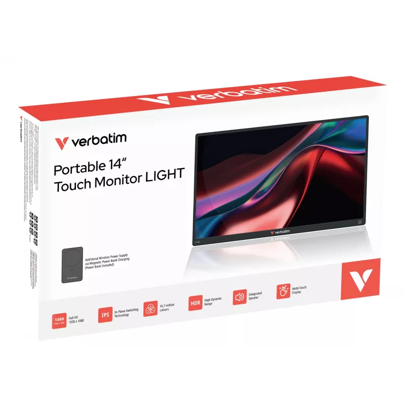Verbatim Tragbarer Touchscreen-Monitor Light 14 Zoll Full HD 1080p & kabellose Stromversorgung