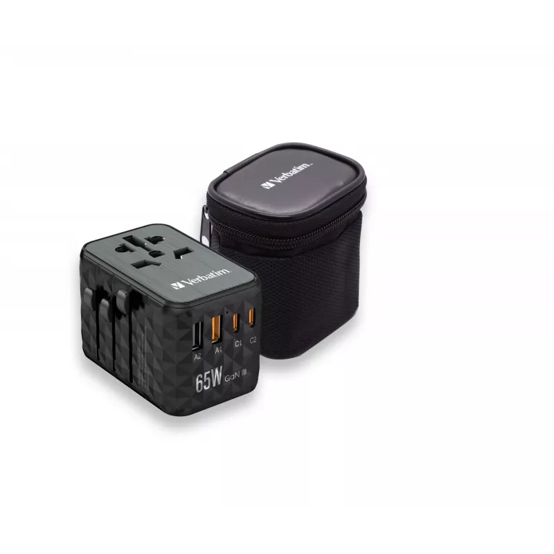 Verbatim UTA-05 65W GaN III Universal-Reiseadapter mit 2 x USB-C PD & QC 4+ & 2 x USB-A Anschlüssen