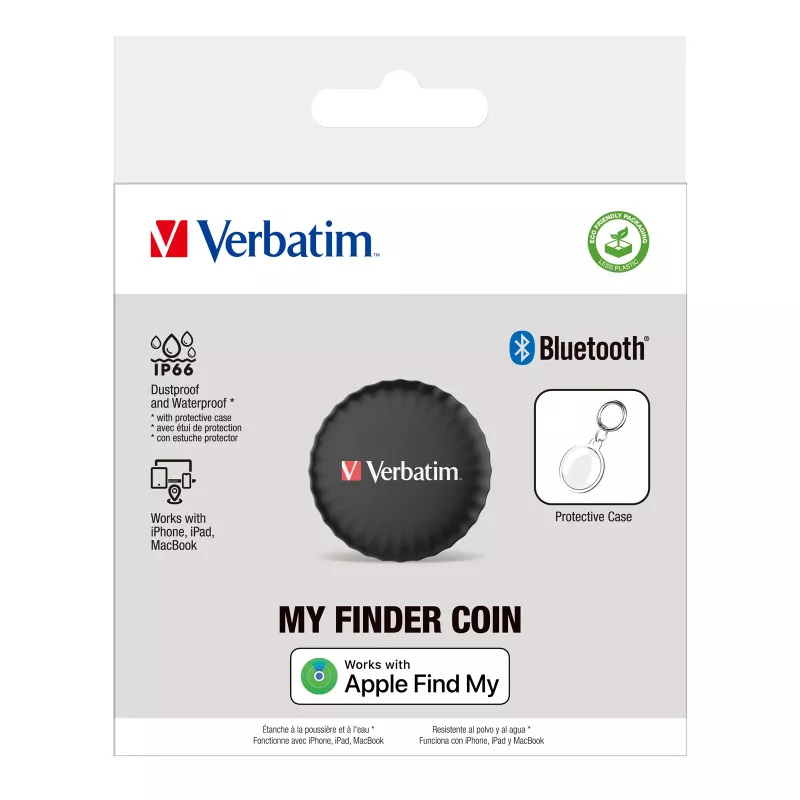 Verbatim My Finder Coin, Personal, Finder, Schwarz, Staubbeständig, Wasserfest, IP66, CR2032