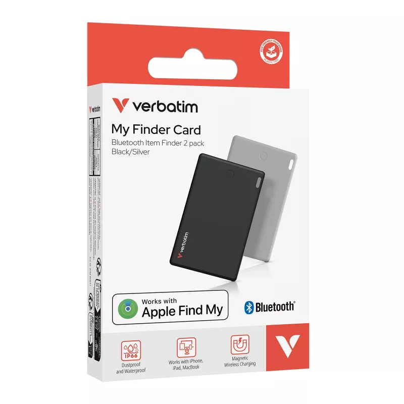 Verbatim My Finder Card Bluetooth Item Finder 2er-Pack Schwarz / Silber