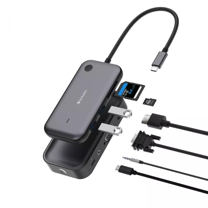 Verbatim Share My Screen 1080p USB-C Wireless Display Adapter mit Hub WDA-01