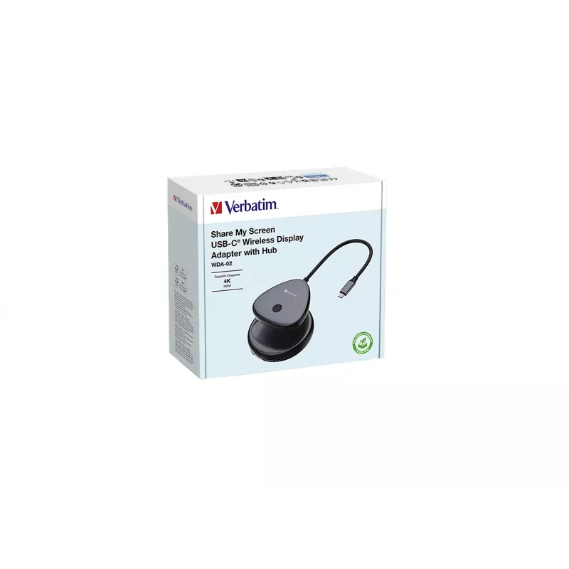 Verbatim Share My Screen USB-C Wireless Display Adapter 4K mit Hub WDA-02