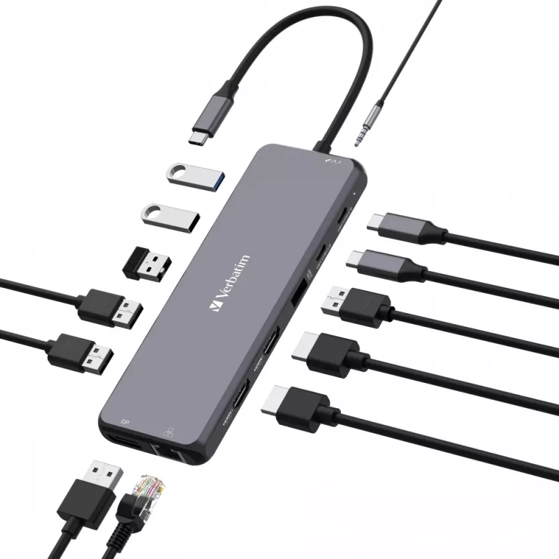Verbatim CMH-13 USB Type-C Hub 10000 Mbit/s Silber