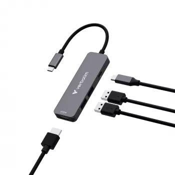 Verbatim USB-C Essentials Multiport Hub 4 Ports: HDMI, USB-C PD, USB-A 3.2 Gen 1, USB-A