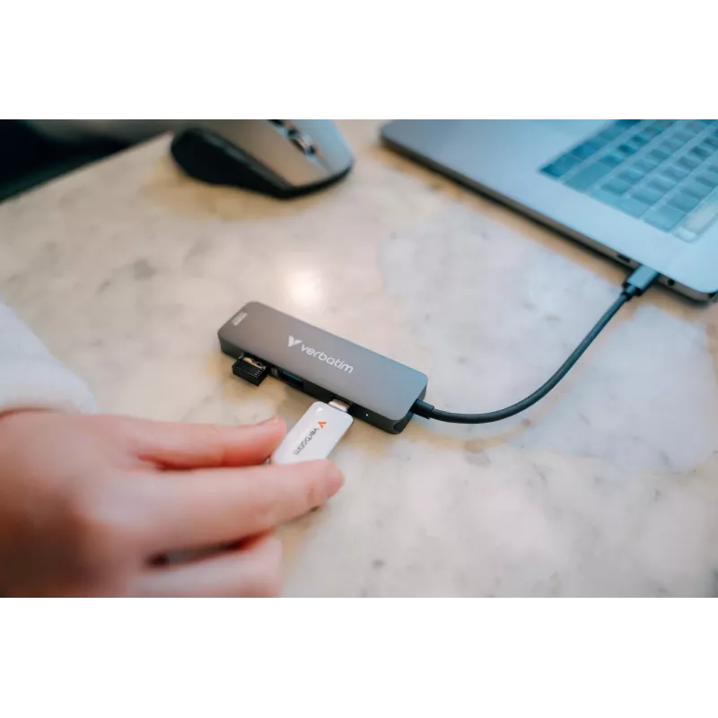 Verbatim USB-C Essentials Multiport Hub 4 Ports: HDMI, USB-C PD, USB-A 3.2 Gen 1, USB-A