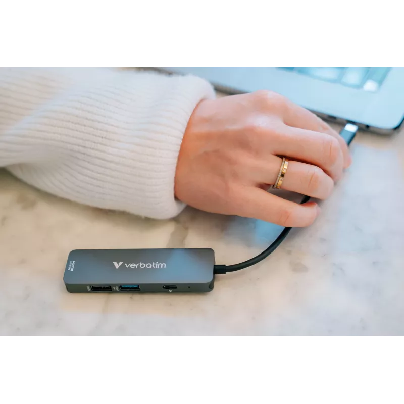 Verbatim USB-C Essentials Multiport Hub 4 Ports: HDMI, USB-C PD, USB-A 3.2 Gen 1, USB-A