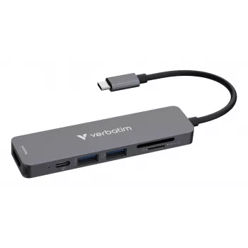 Verbatim USB-C Essentials Multiport Hub 6 Ports: HDMI, USB-C PD, USB-A 3.2 Gen 1, USB-A, SD & microSD
