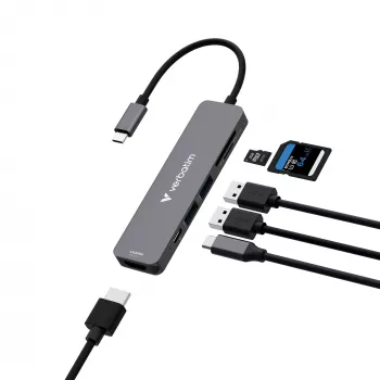 Verbatim USB-C Essentials Multiport Hub 6 Ports: HDMI, USB-C PD, USB-A 3.2 Gen 1, USB-A, SD & microSD