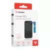 Verbatim Pocket SSD USB 3.2 Gen 2 1 TB Schwarz/Blau, 1 TB, USB Type-C, 3.2 Gen 2 (3.1 Gen 2), 1000 MB/s, 10 Gbit/s, Schwarz, Blau