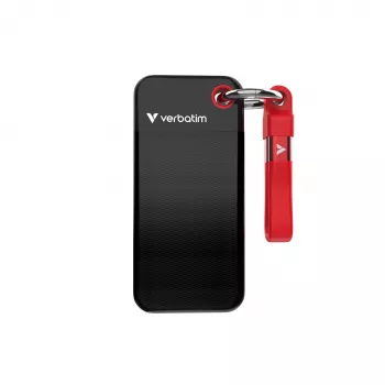 Verbatim Pocket SSD USB 3.2 Gen 2 1 TB Schwarz/Rot, 1 TB, USB Type-C, 3.2 Gen 2 (3.1 Gen 2), 1000 MB/s, 10 Gbit/s, Schwarz, Rot