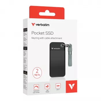 Verbatim Pocket SSD USB 3.2 Gen 2 2TB Schwarz/Grau, 2 TB, USB Type-C, 3.2 Gen 2 (3.1 Gen 2), 1000 MB/s, 10 Gbit/s, Schwarz, Grau