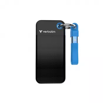 Verbatim Pocket SSD USB 3.2 Gen 2 2TB Schwarz/Blau, 2 TB, USB Type-C, 3.2 Gen 2 (3.1 Gen 2), 1000 MB/s, 10 Gbit/s, Schwarz, Blau