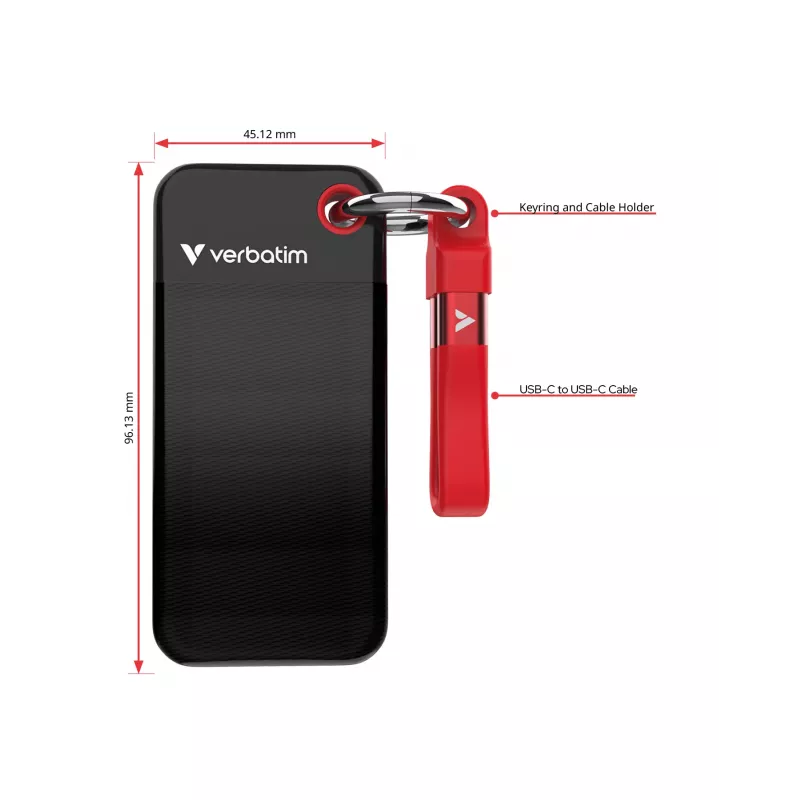Verbatim Pocket SSD USB 3.2 Gen 2 2 TB Schwarz/Rot