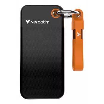 Verbatim Pocket SSD USB 3.2 Gen 2 2TB Schwarz/Orange, 2 TB, USB Type-C, 3.2 Gen 2 (3.1 Gen 2), 1000 MB/s, 10 Gbit/s, Schwarz, Orange