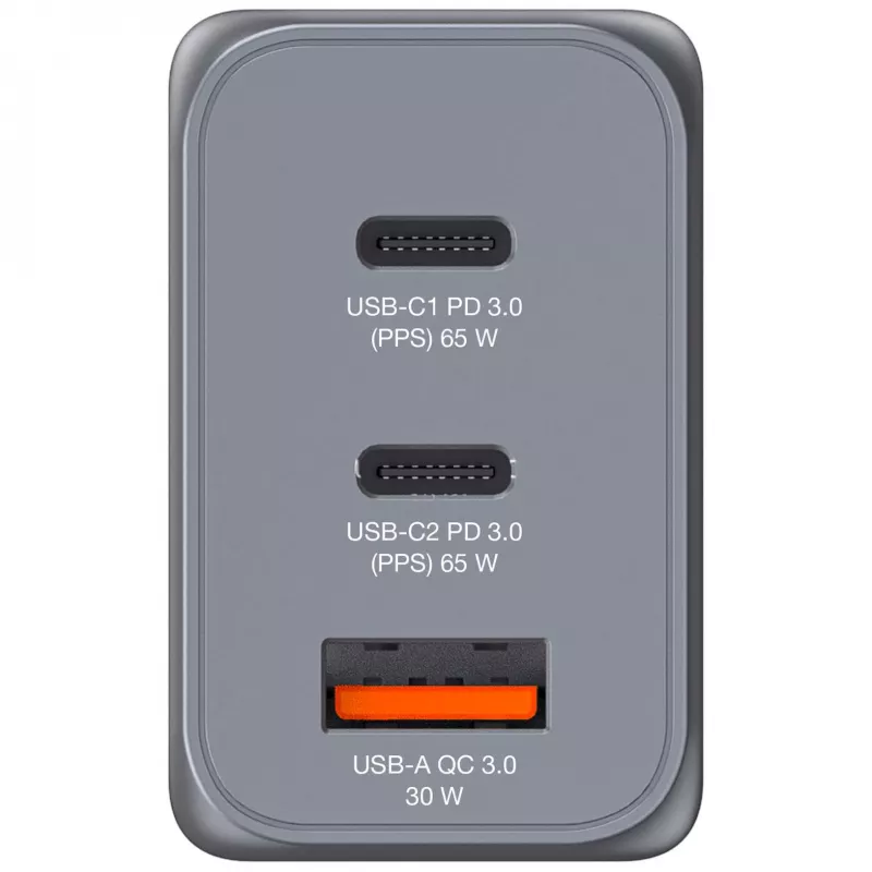 Verbatim GNC-65 GaN Ladegerät 65W mit 2 x USB-C PD 65W / 1 x USB-A QC 3.0 (EU/UK/US)
