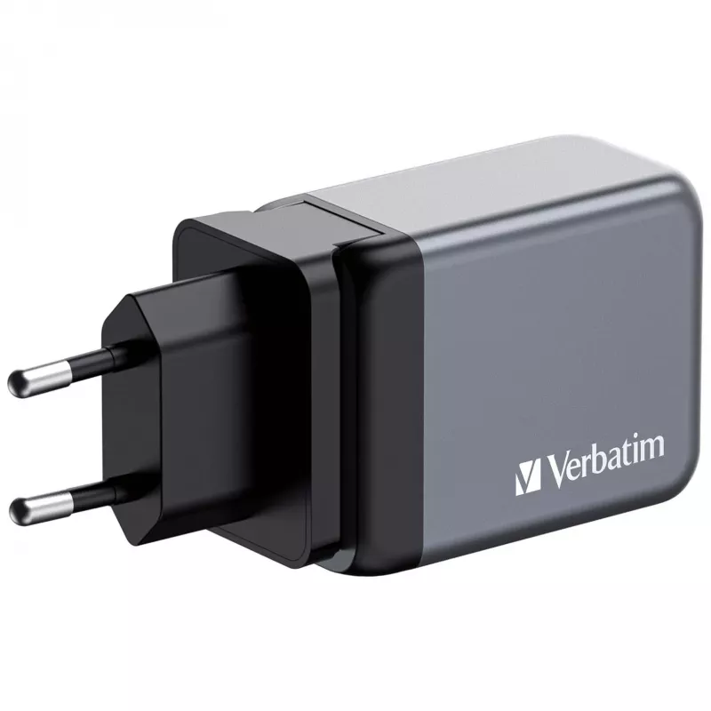 Verbatim GNC-65 GaN Ladegerät 65W mit 2 x USB-C PD 65W / 1 x USB-A QC 3.0 (EU/UK/US)