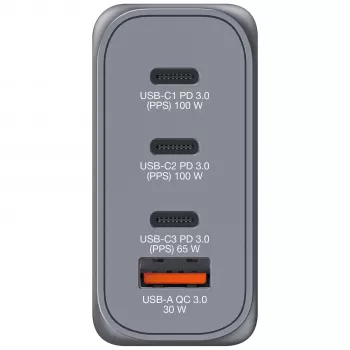 Verbatim GNC-100 GaN-Ladegerät 100W mit 2 x USB-C PD 100W / 1 x USB-C PD 65W / 1 x USB-A QC 3.0 (EU/UK/US)