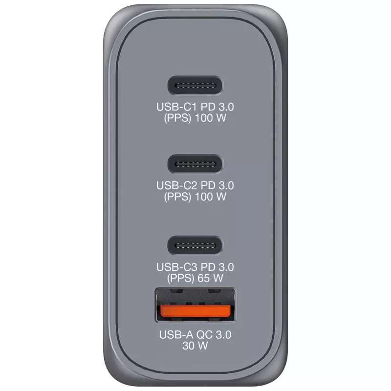 Verbatim GNC-100 GaN-Ladegerät 100W mit 2 x USB-C PD 100W / 1 x USB-C PD 65W / 1 x USB-A QC 3.0 (EU/UK/US)