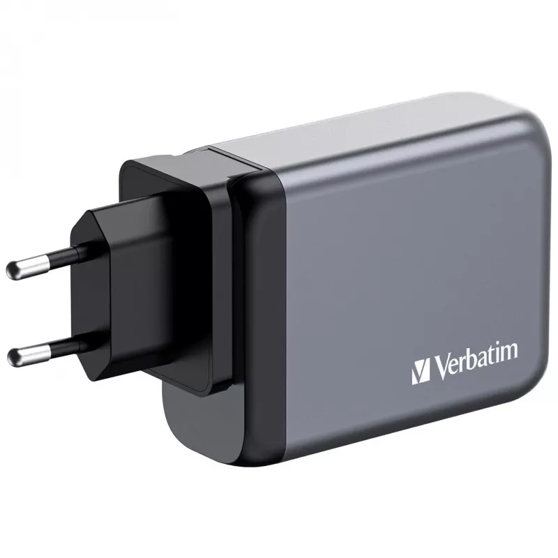Verbatim GNC-100 GaN-Ladegerät 100W mit 2 x USB-C PD 100W / 1 x USB-C PD 65W / 1 x USB-A QC 3.0 (EU/UK/US)