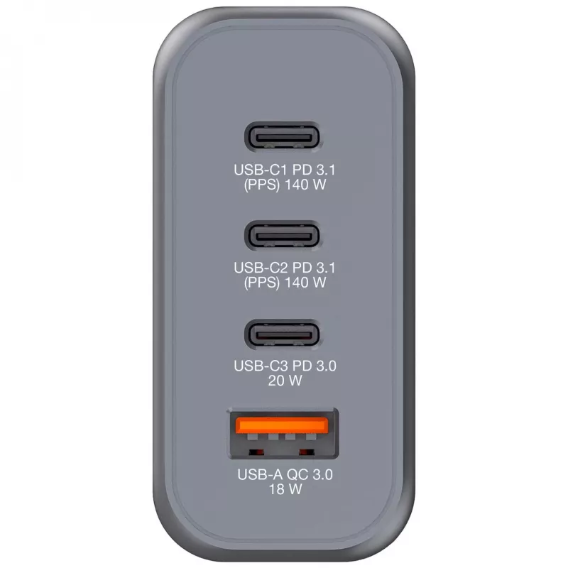 Verbatim GNC-140 GaN Ladegerät 140 W mit 2 x USB-C PD 140 W / 1 x USB-C PD 20 W / 1 x USB-A QC 3.0 (EU/UK/US)